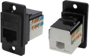 Cat.6 RJ45 to IDC slim plastic front or rear mounting connector CP30727