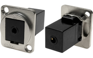 3.5 mm 4-pole audio jack XLR-format female-to-female feedthrough socket in nickel-plated metal