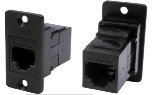 Cat.3 RJ12 6P6C slim plastic front mounting feedthrough connector CP30624
