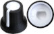 Black K87MAR push fit rotary control knob with white marker. 6 mm D shaft CL170822BR