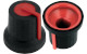 Black K87MAR push fit rotary control knob with red marker. 6 mm D shaft CL170823BR