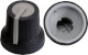 Black K87MAR push fit rotary control knob with grey marker. 6 mm spline shaft CL170825CR