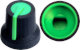 Black K87MAR push fit rotary control knob with green marker. 6 mm D shaft CL170828BR