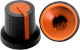 Black K87MAR push fit rotary control knob with orange marker. 6 mm spline shaft CL170829CR