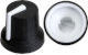 Black K87MBR push fit rotary control knob with white marker. 6 mm spline shaft CL170841CR