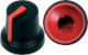 Black K87MBR push fit rotary control knob with red marker. 6 mm spline shaft CL170842CR