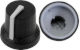 Black K87MBR push fit rotary control knob with grey marker. 6 mm spline shaft CL170844CR