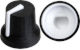 Black K87MBR push fit rotary control knob with white marker. 6 mm D shaft CL170849BR
