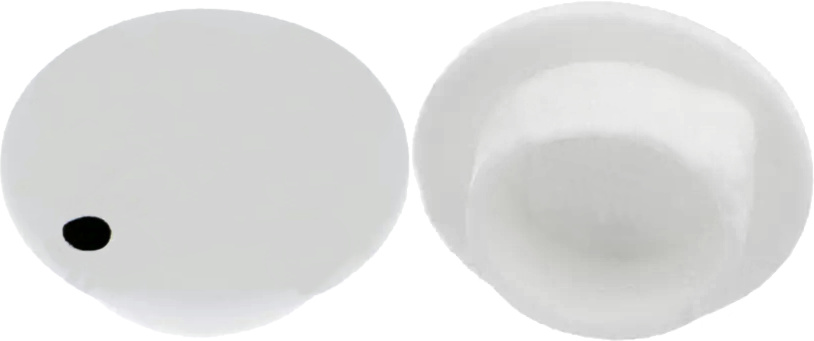 white cap with black marker dot